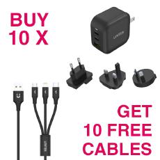 Unitek P1108ABK 66W GaN Travel Charger & C14049BK 3-in-1 Cable Bundle