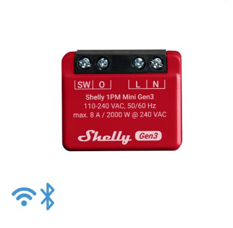 Shelly 1PM Mini Gen3 WiFi Smart Relay with Power Monitoring 8A