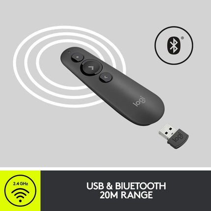 Logitech R500s Wireless + Bluetooth Presentation Remote with Laser Pointer