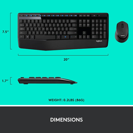 Logitech MK345 Wireless Keyboard & Mouse Combo with 3-Year Battery