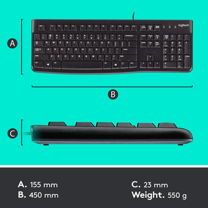 Logitech MK120 Wired USB Keyboard & Mouse Combo with Spill Resistance