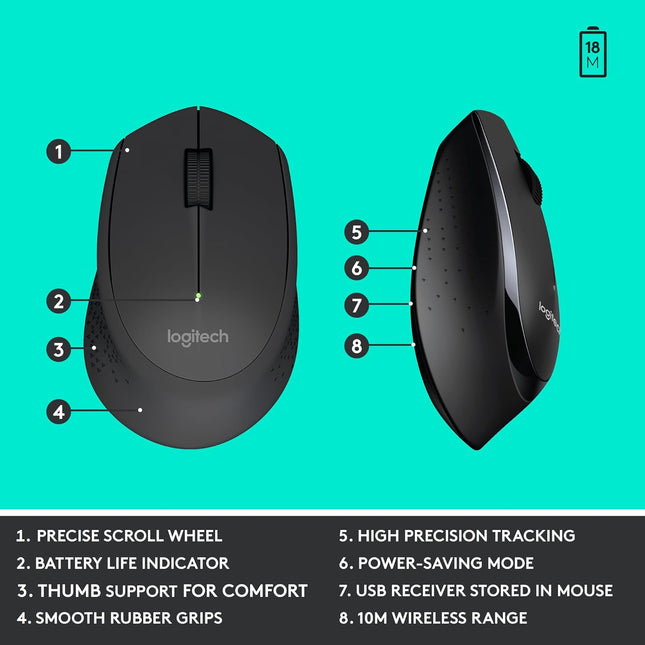 Logitech MK345 Wireless Keyboard & Mouse Combo with 3-Year Battery