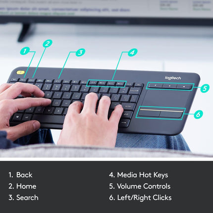 Logitech K400 Plus Wireless Keyboard with Built-In Touchpad 10m Range