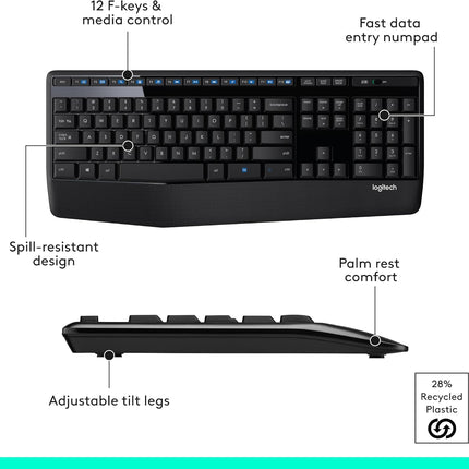 Logitech MK345 Wireless Keyboard & Mouse Combo with 3-Year Battery
