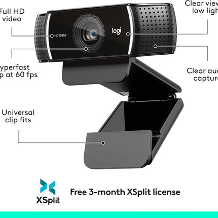 Logitech C922 Pro Full HD 1080p Streaming Webcam with Tripod