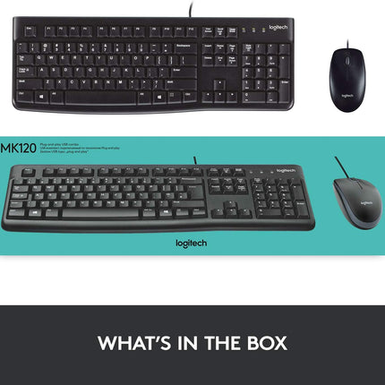 Logitech MK120 Wired USB Keyboard & Mouse Combo with Spill Resistance