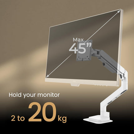 BenQ BSH02 Single Ergo Arm Monitor Mount White Gas Spring 17-45 Inch
