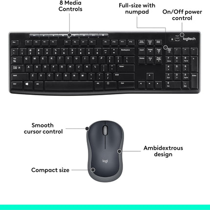 Logitech MK270r Wireless Keyboard & Mouse Combo with 3-Year Battery