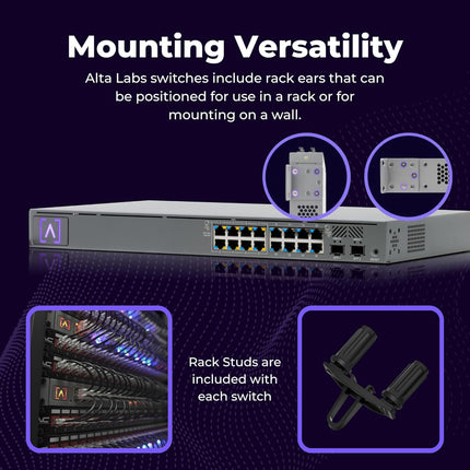 Alta Labs S16-POE 16-Port Managed PoE+ Gigabit Switch with 120W Budget