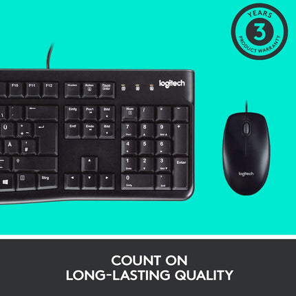 Logitech MK120 Wired USB Keyboard & Mouse Combo with Spill Resistance