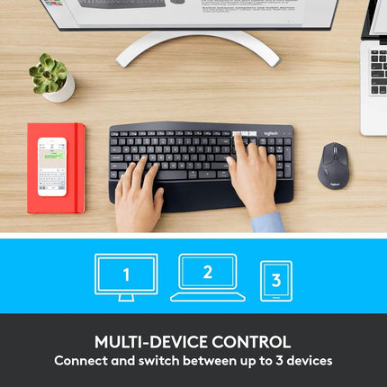 Logitech MK850 Multi-Device Wireless Keyboard & Mouse with Palm Rest