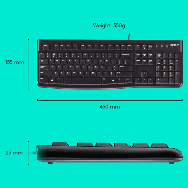 Logitech MK120 Wired USB Keyboard & Mouse Combo with Spill Resistance