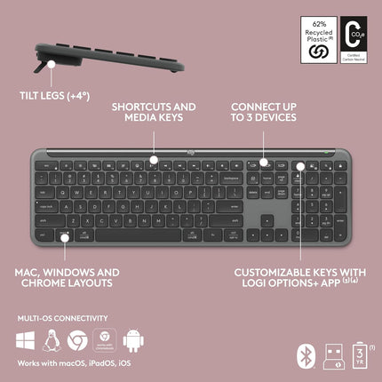 Logitech MK950 Wireless Keyboard & Mouse Combo with Multi-Device Pairing