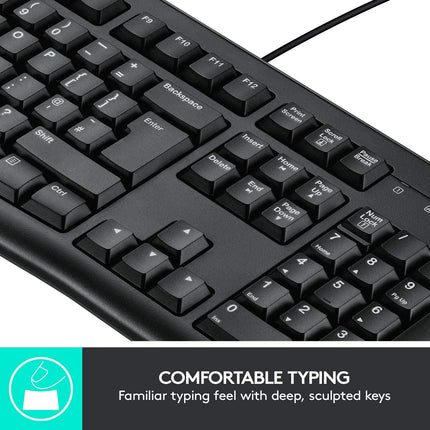 Logitech MK120 Wired USB Keyboard & Mouse Combo with Spill Resistance