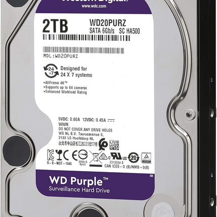 WD Purple 2TB Surveillance Hard Drive 5400RPM 64MB SATA 6Gb/s 3.5"