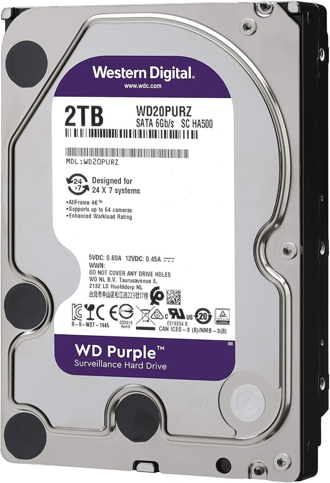 WD Purple 2TB Surveillance Hard Drive 5400RPM 64MB SATA 6Gb/s 3.5"