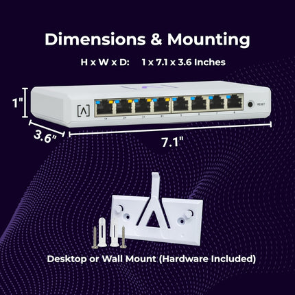 Alta Labs S8-POE 8-Port Managed Gigabit PoE+ Switch 60W Budget