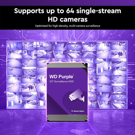 WD Purple 8TB Surveillance Hard Drive 5400RPM SATA 256MB Cache 3.5"