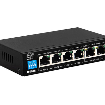 D-Link DSS-100E-6P 6-Port Unmanaged PoE Switch with 55W Power Budget