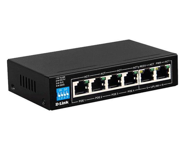 D-Link DSS-100E-6P 6-Port Unmanaged PoE Switch with 55W Power Budget