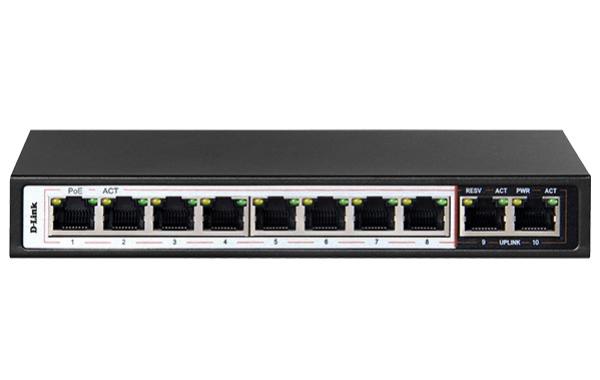D-Link DGS-1010P 10-Port Gigabit Unmanaged PoE+ Switch 125W Budget