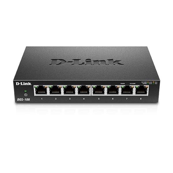 D-Link DGS-108 8-Port Gigabit Unmanaged Switch for Home and Office
