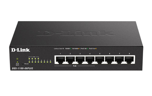 D-Link DGS-1100-08PV2 8-Port Gigabit Smart Managed PoE+ Switch 64W