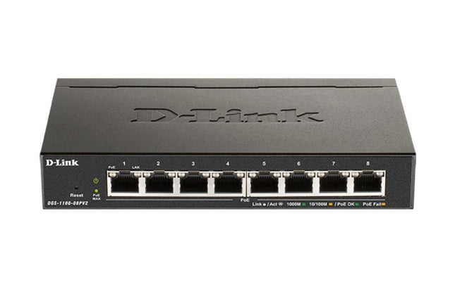 D-Link DGS-1100-08PV2 8-Port Gigabit PoE+ Smart Managed Switch 64W