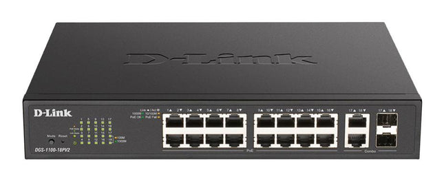 D-Link DGS-1100-18PV2 18-Port Gigabit Smart Managed PoE+ Switch 130W