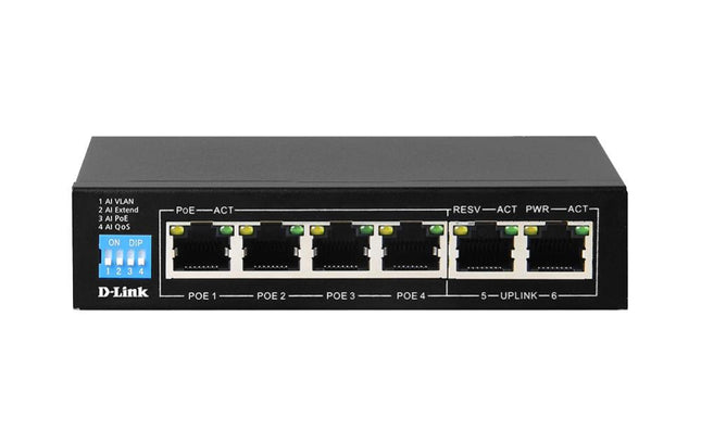 D-Link DGS-F1006P-E 6-Port Gigabit PoE+ Switch with 250m Range
