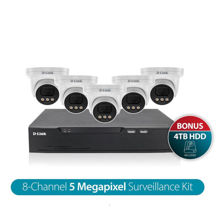 D-Link Vigilance 5MP Security Kit with 8CH NVR & 5 Turret Cameras