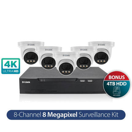 D-Link DCS-F4808E Vigilance 5x8MP AI Surveillance Kit with 8CH NVR