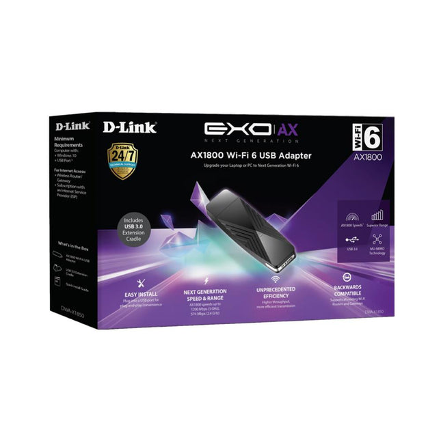 D-Link DWA-X1850 AX1800 Wi-Fi 6 USB Adapter with WPA3 Security