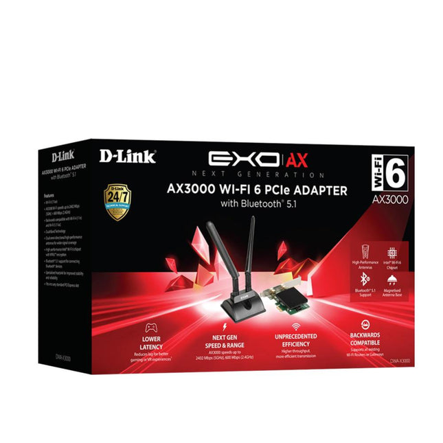 D-Link DWA-X3000 AX3000 Wi-Fi 6 PCIe Adapter with Bluetooth 5.1