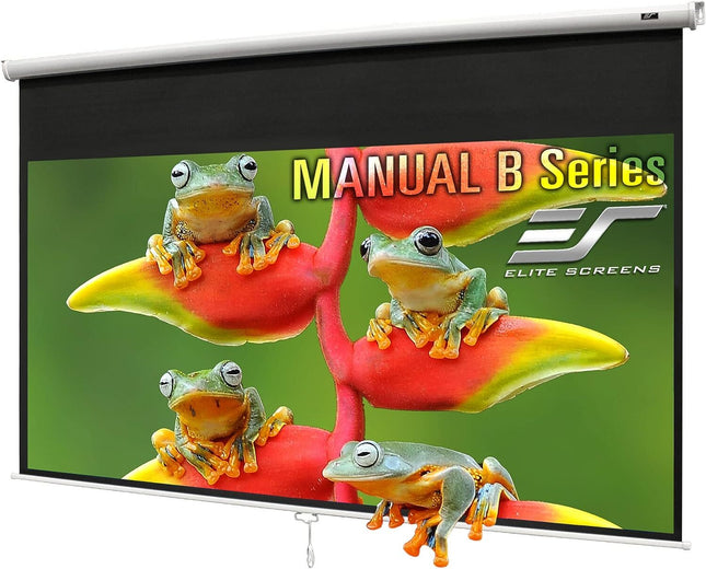 Elite Screens M100H 100" Manual Pull-Down Projector Screen – 16:9, MaxWhite, 4K/3D Ready, Wall or Ceiling