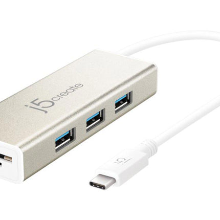 J5create JCH347 USB-C 3-Port Hub with SD & MicroSD Card Reader