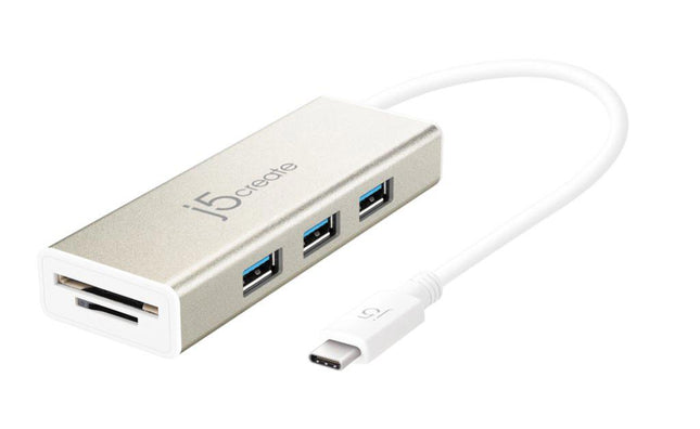 J5create JCH347 USB-C 3-Port Hub with SD & MicroSD Card Reader