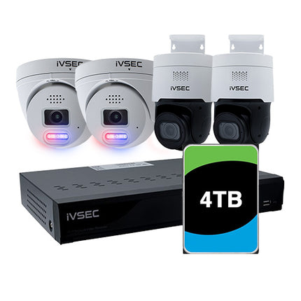 IVSEC LX Series 4-Camera Security Kit with 4MP & 8MP PTZ Cameras 4TB NVR
