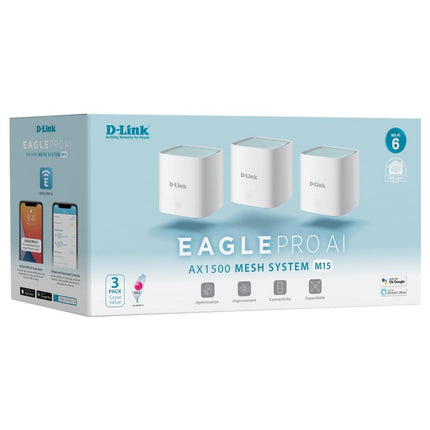 D-Link M15 EAGLE PRO AI AX1500 Wi-Fi 6 Mesh System 3-Pack