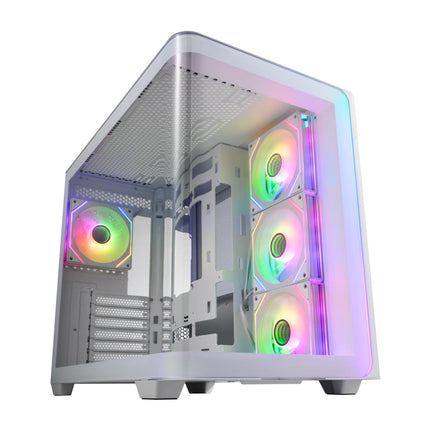 FSP M580-WA Curved Glass ATX Mid Tower PC Case White with 4 ARGB Fans