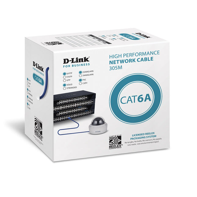 D-Link Cat6A U/FTP Network Cable 23AWG 10Gbps 305m Blue