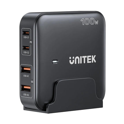 Unitek P1229ABK 100W 4-Port Desktop GaN Charger with PD3.0 and QC3.0