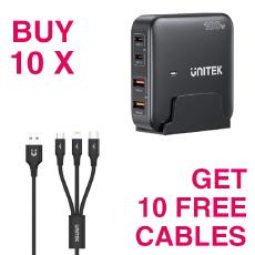 Unitek 100W GaN Desktop Charger & 3-in-1 Cable Bundle Pack