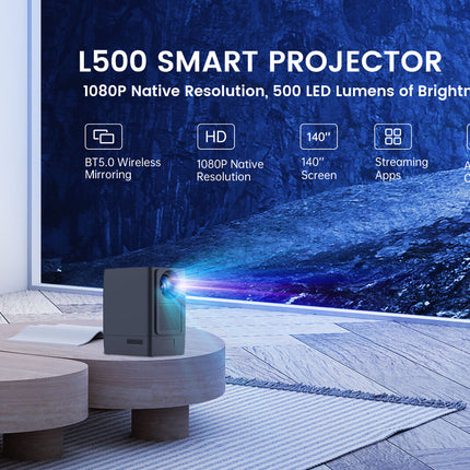 Aaxa L500 Advanced Smart Projector: Ultimate 1080p Resolution, 500 Lumens, Bluetooth, Streaming - Perfect for Any Setting