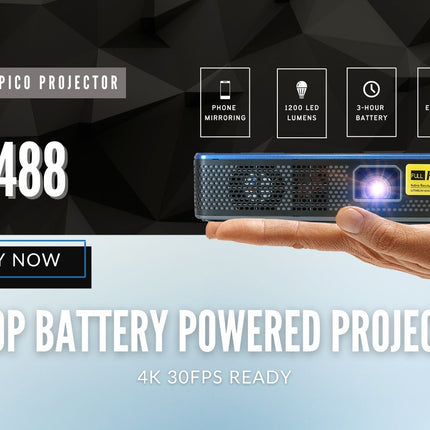 Aaxa M7 Pico Projector 1080p Phone Mirroring 3 Hour Battery