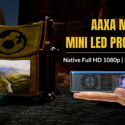 Aaxa M7 Pico Projector 1080p Phone Mirroring 3 Hour Battery
