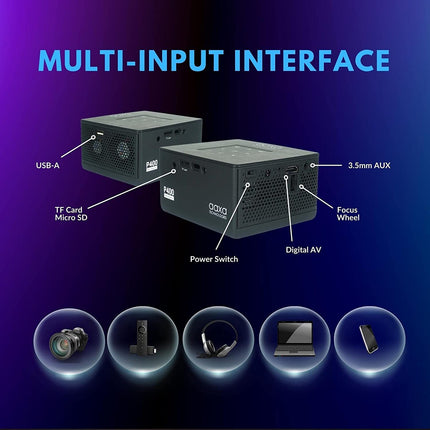 Aaxa P400 Short Throw Mini Projector 2 hour Battery Full HD