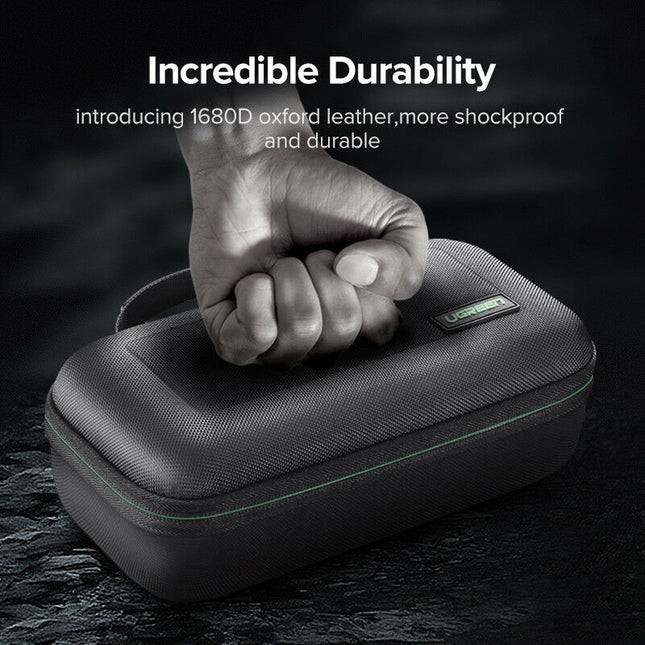 Compact Hard Carry Case for Portable Projectors – Shockproof, EVA + 1680D Oxford Fabric, Internal Foam & Storage Pockets (270×135×98mm)