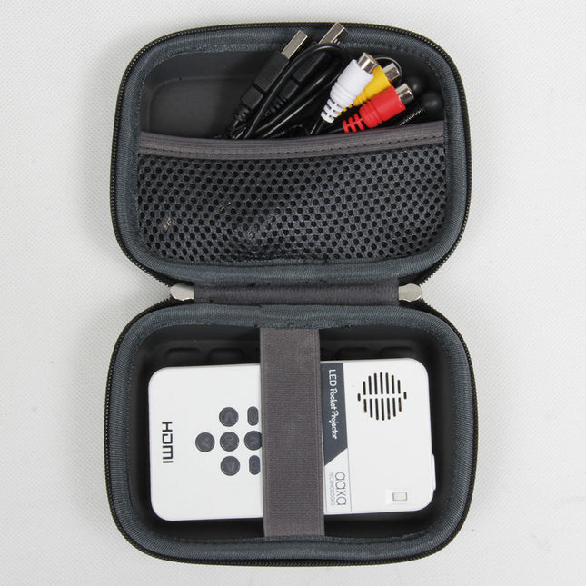 Protective Hard Travel Carry Case for Compact Mini Projectors – Shockproof, Zipper Closure, Interior Mesh Pocket – Black EVA Shell