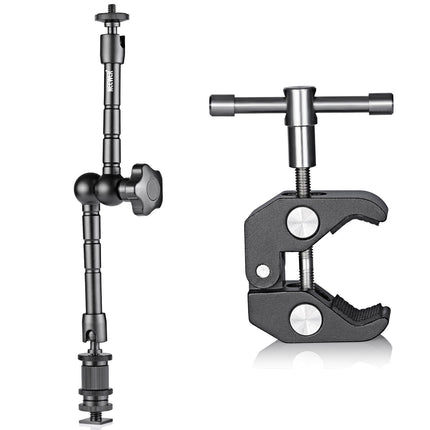Heavy-Duty Articulating Magic Arm with Super Clamp – Flexible Mount for Portable Projectors, Cameras, Monitors & Accessories (18cm Arm)